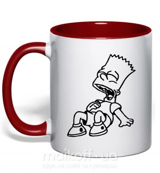 Чашка с цветной ручкой Барт смеется Красный фото