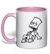 Чашка з кольоровою ручкою Барт смеется Ніжно рожевий фото