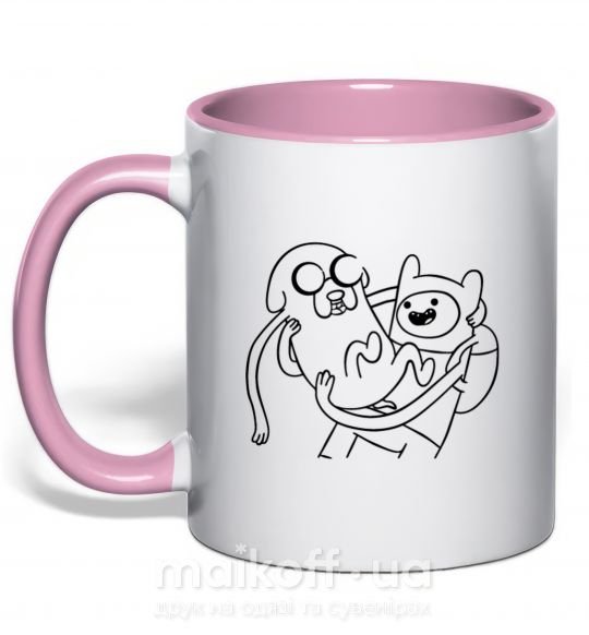 Чашка з кольоровою ручкою Приключения Ніжно рожевий фото