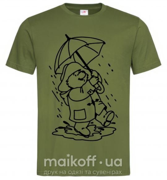 Чоловіча футболка Паддингтон с зонтом Оливковий фото