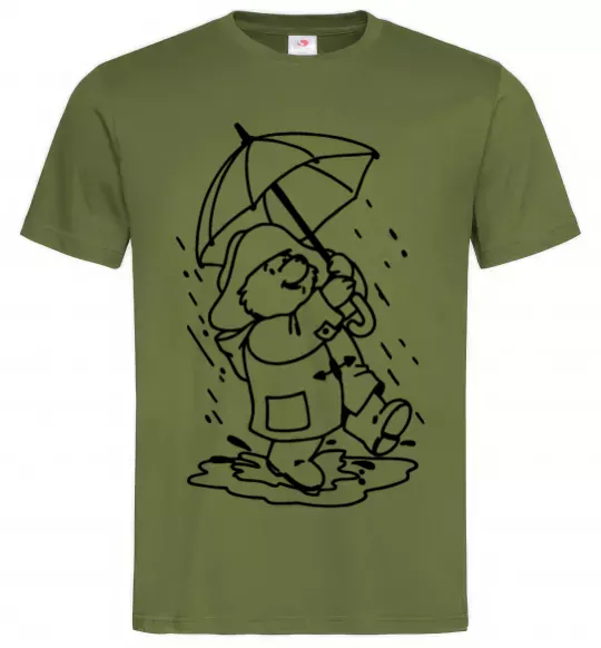 Мужская футболка Падінгтон з парасолею Оливковый фото