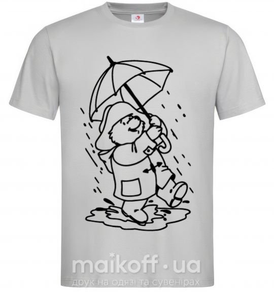 Мужская футболка Паддингтон с зонтом Серый фото