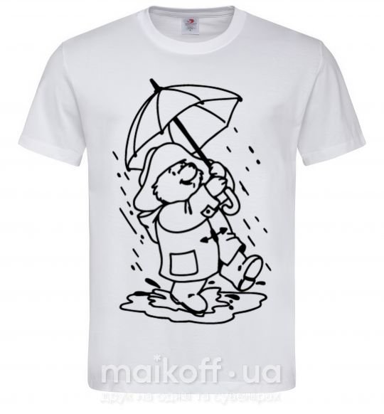 Мужская футболка Паддингтон с зонтом Белый фото