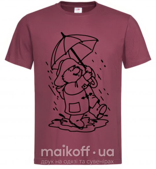 Чоловіча футболка Паддингтон с зонтом Бордовий фото