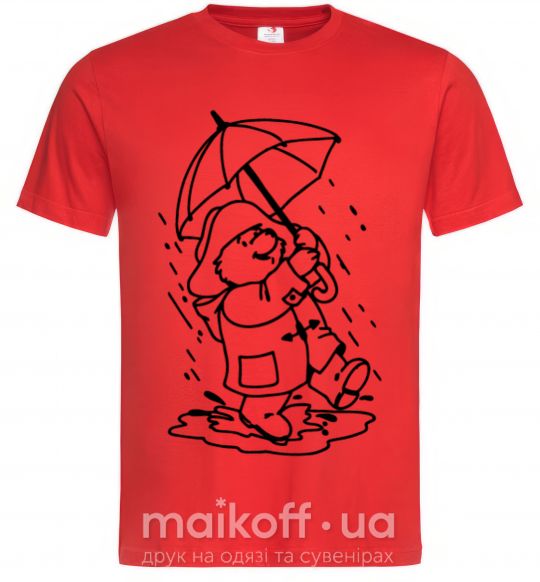 Мужская футболка Паддингтон с зонтом Красный фото