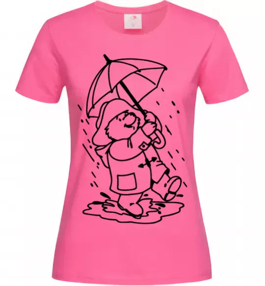 Жіноча футболка Падінгтон з парасолею Яскраво-рожевий фото