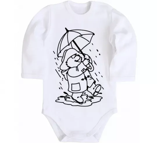Дитячий бодік Падінгтон з парасолею Білий фото