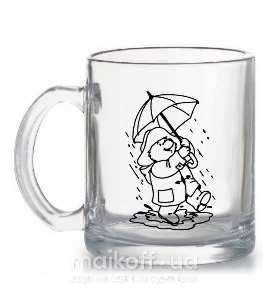 Чашка стеклянная Паддингтон с зонтом Прозрачный фото