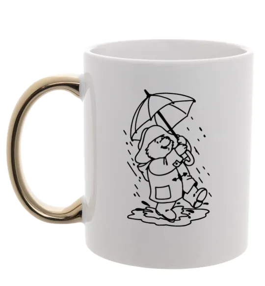 Чашка з кольоровою ручкою Падінгтон з парасолею Золото фото