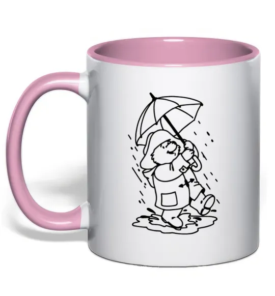 Чашка з кольоровою ручкою Падінгтон з парасолею Ніжно рожевий фото