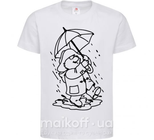 Детская футболка Паддингтон с зонтом Белый фото
