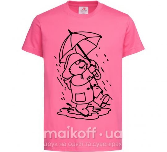 Детская футболка Паддингтон с зонтом Ярко-розовый фото