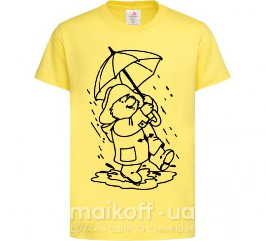 Дитяча футболка Паддингтон с зонтом Лимонний фото
