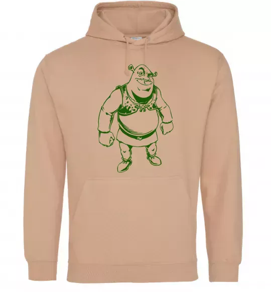 Мужская толстовка (худи) Зелений Шрек Песочный фото