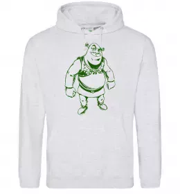 Женская толстовка (худи) Зелений Шрек Серый меланж фото