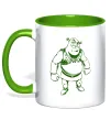 Чашка з кольоровою ручкою Зелений Шрек Лаймовий фото