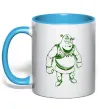 Чашка с цветной ручкой Зелений Шрек Голубой фото