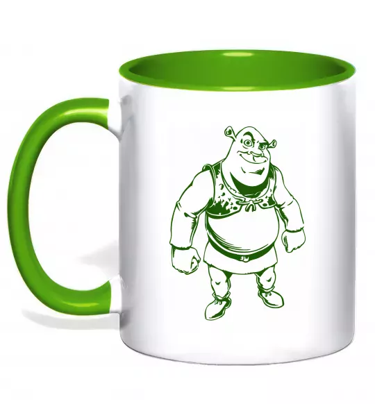Чашка с цветной ручкой Зелений Шрек Зеленый фото