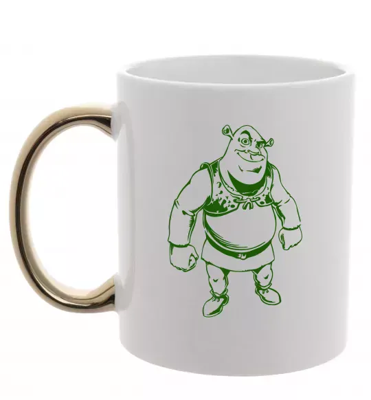 Чашка с цветной ручкой Зелений Шрек Золото фото