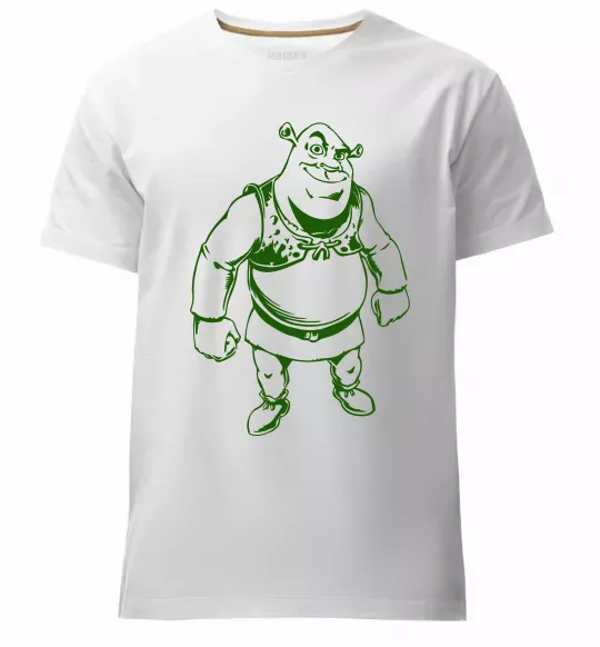 Мужская премиум футболка Зелений Шрек Белый фото