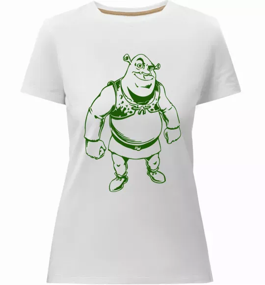 Женская премиум футболка Зелений Шрек Белый фото
