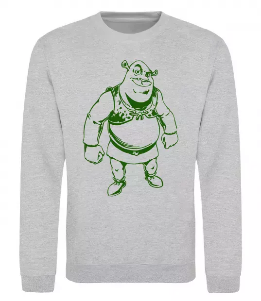 Світшот Зелений Шрек Сірий меланж фото