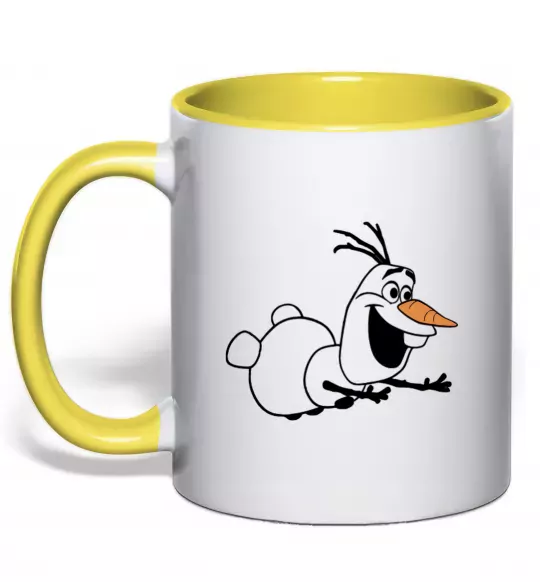 Чашка с цветной ручкой Олаф летить Солнечно желтый фото