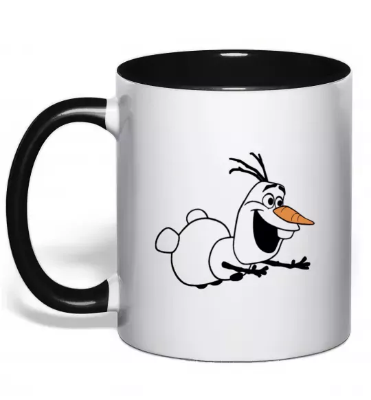Чашка с цветной ручкой Олаф летить Черный фото