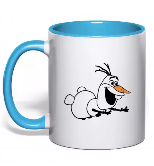 Чашка с цветной ручкой Олаф летить Голубой фото