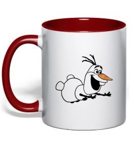 Чашка с цветной ручкой Олаф летить