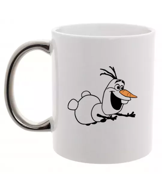 Чашка с цветной ручкой Олаф летить Серебро фото