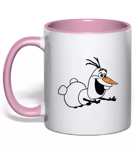 Чашка с цветной ручкой Олаф летить Нежно розовый фото