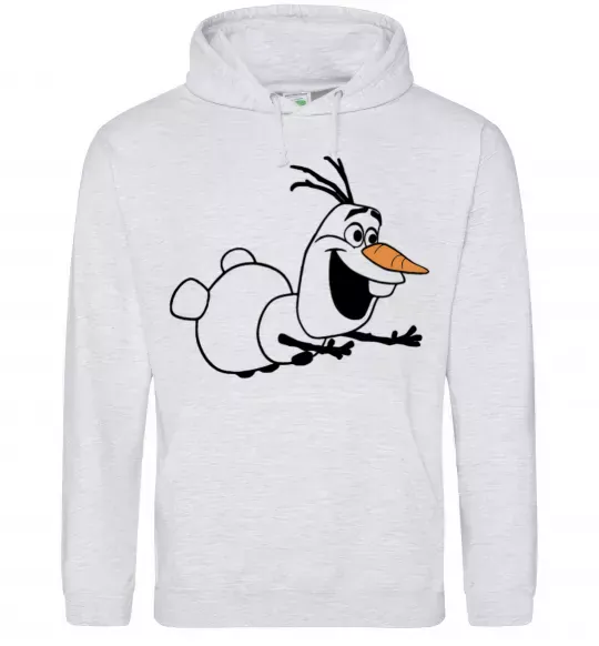 Женская толстовка (худи) Олаф летить Серый меланж фото