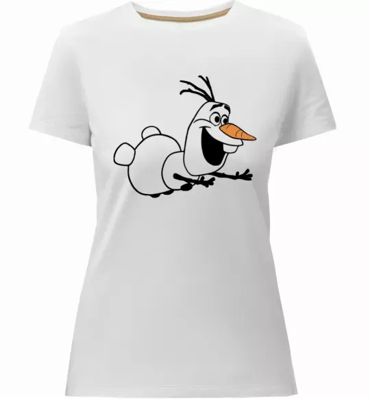 Женская премиум футболка Олаф летить Белый фото