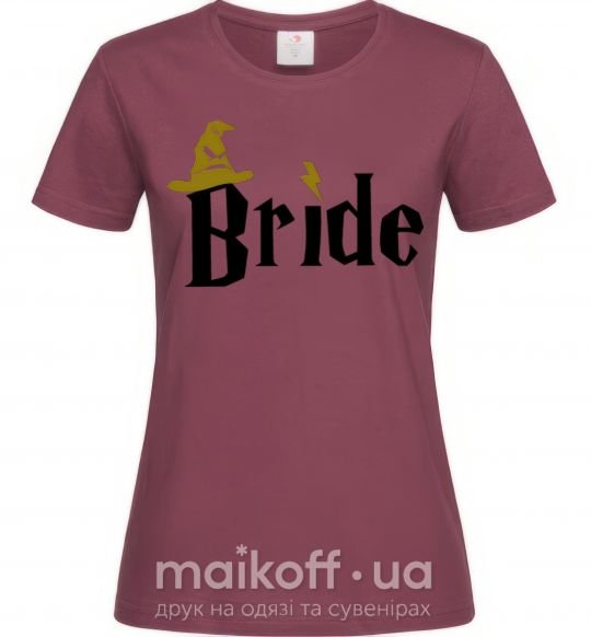 Жіноча футболка Bride hat Бордовий фото