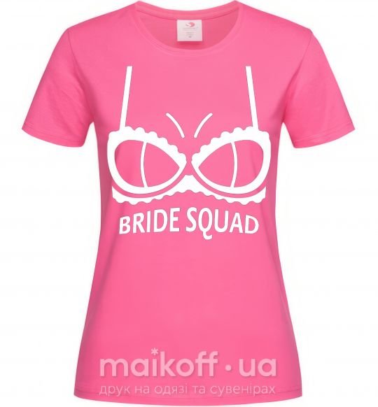 Женская футболка Bride squad brassiere white Ярко-розовый фото