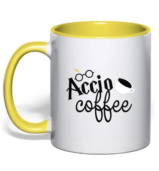 Чашка с цветной ручкой Accio coffee Лимонный фото