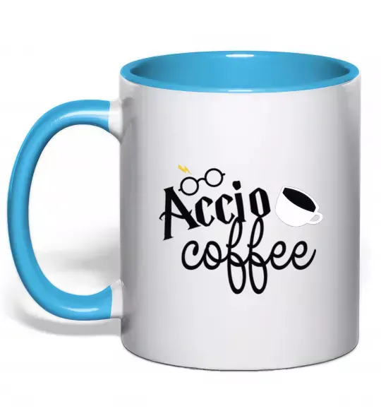 Чашка з кольоровою ручкою Accio coffee Блакитний фото