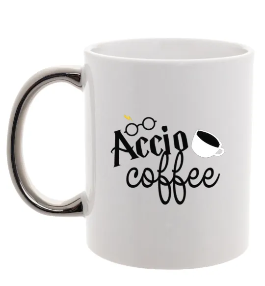 Чашка з кольоровою ручкою Accio coffee Срібло фото