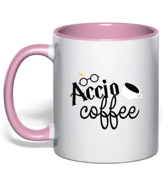 Чашка з кольоровою ручкою Accio coffee Ніжно рожевий фото