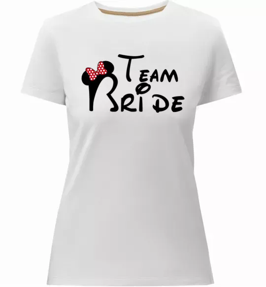 Жіноча преміум футболка Team Bride Міккі Білий фото
