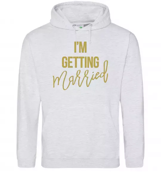 Женская толстовка (худи) I am getting married Серый меланж фото