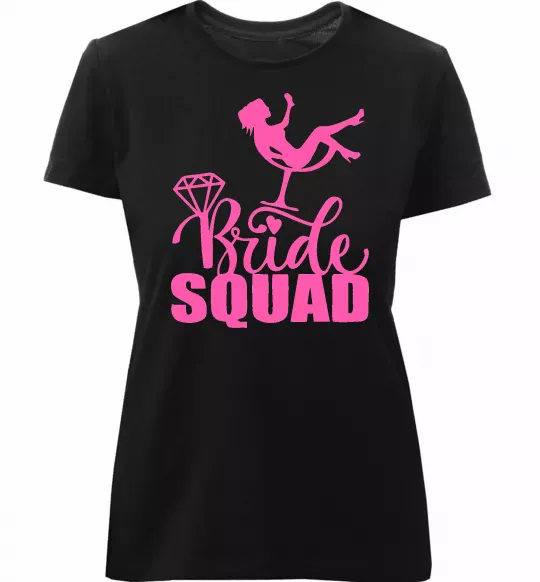 Женская премиум футболка Bride squad brilliant Черный фото