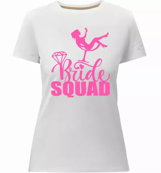 Женская премиум футболка Bride squad brilliant Белый фото