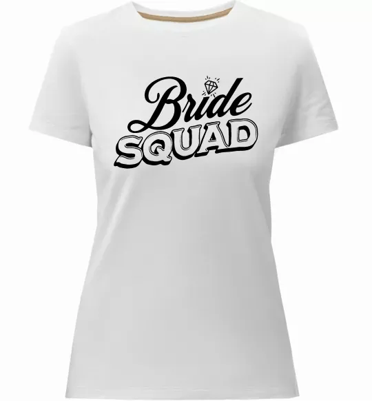 Жіноча преміум футболка Bride squad pink Білий фото