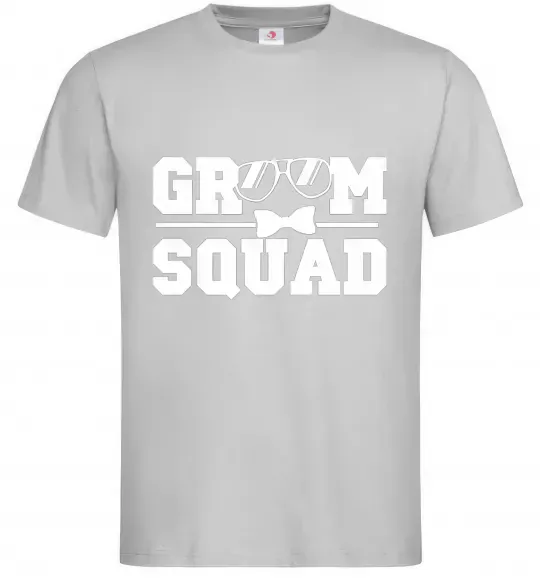 Чоловіча футболка Groom squad glasses Сірий фото