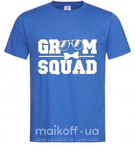 Мужская футболка Groom squad glasses Ярко-синий фото