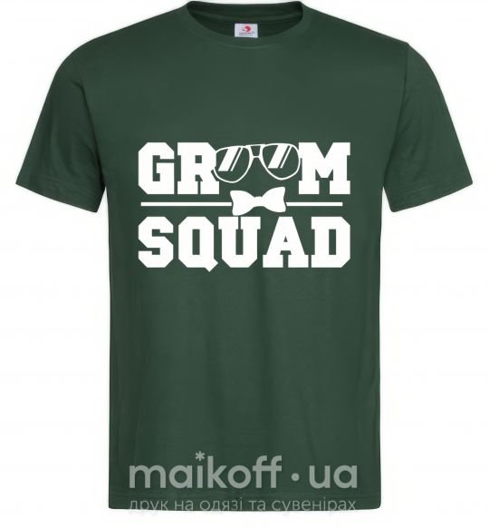 Мужская футболка Groom squad glasses Темно-зеленый фото