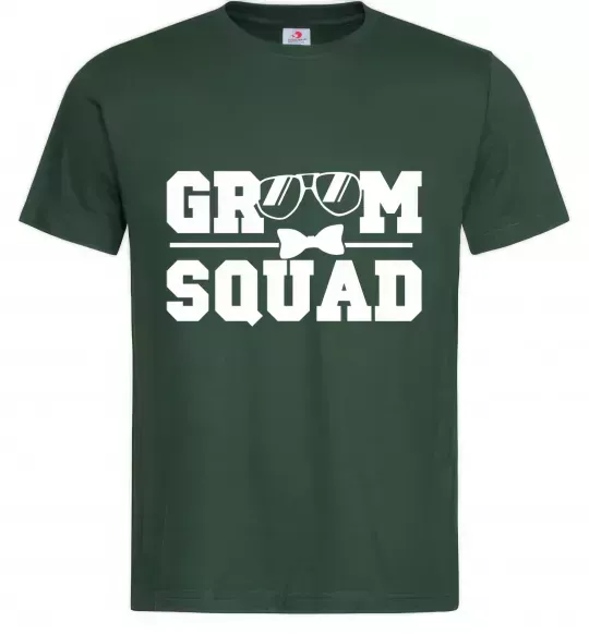 Чоловіча футболка Groom squad glasses Темно-зелений фото