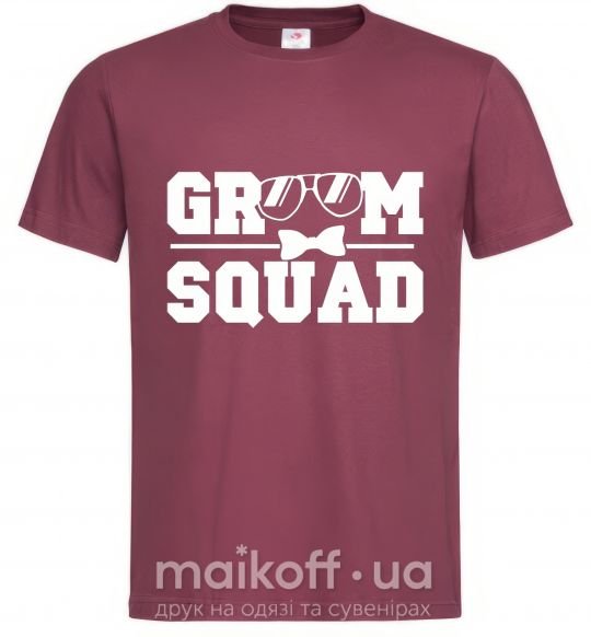 Мужская футболка Groom squad glasses Бордовый фото